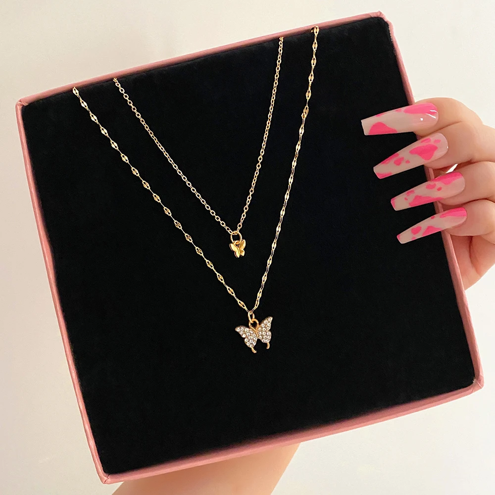 Trendy Rhinestone Butterfly Necklace - Image 4